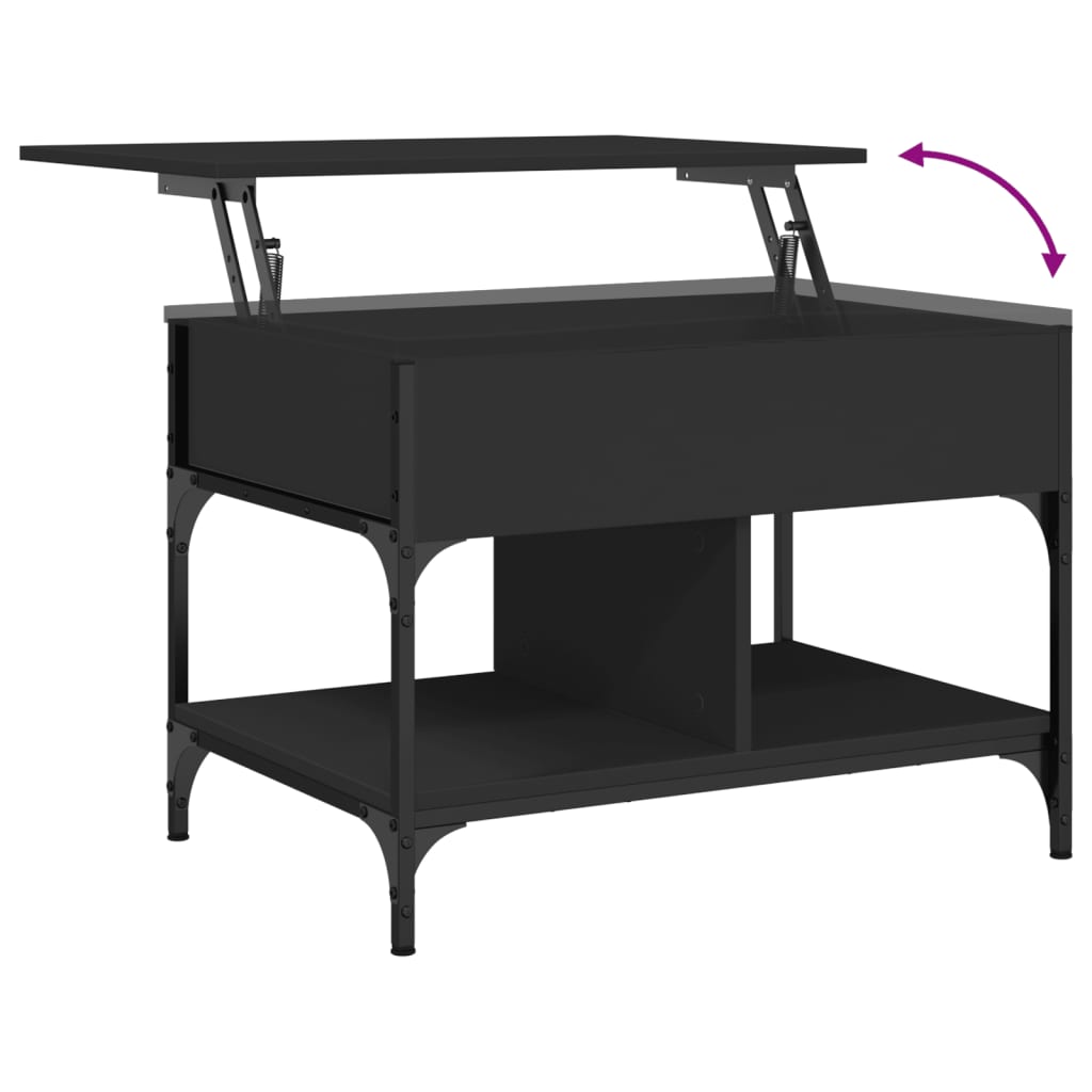 vidaXL Kavos staliukas, juodas, 70x50x50cm, apdirbta mediena/metalas