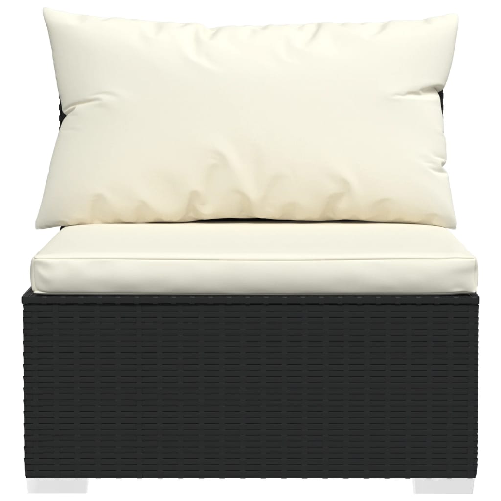 vidaXL Sodo komplektas su pagalvėlėmis, 3 dalių, juodas, poliratanas