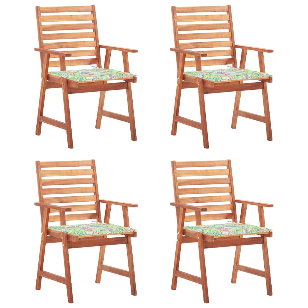 vidaXL Lauko valgomojo kėdės su pagalvėlėmis, 4vnt., akacijos masyvas