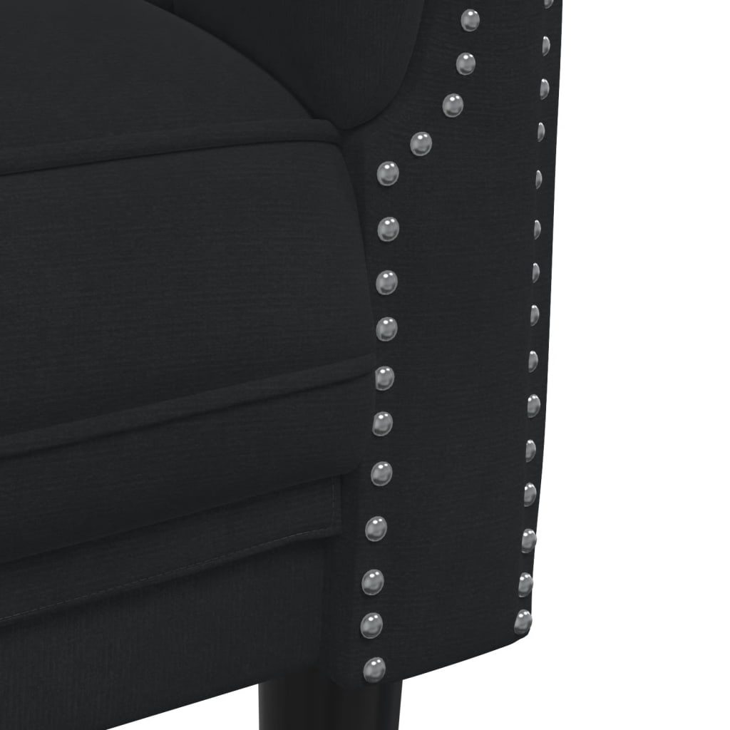 vidaXL Trivietė sofa, juodos spalvos, aksomas