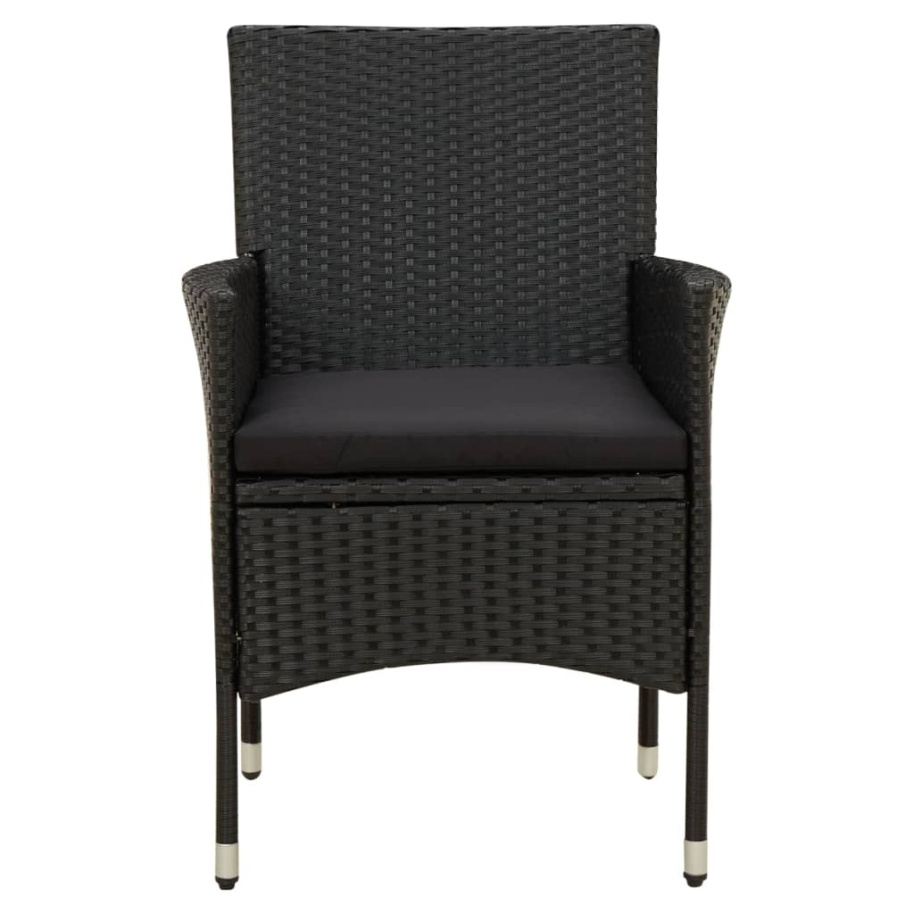 vidaXL Sodo kėdės su pagalvėlėmis, 4vnt., juodos spalvos, poliratanas