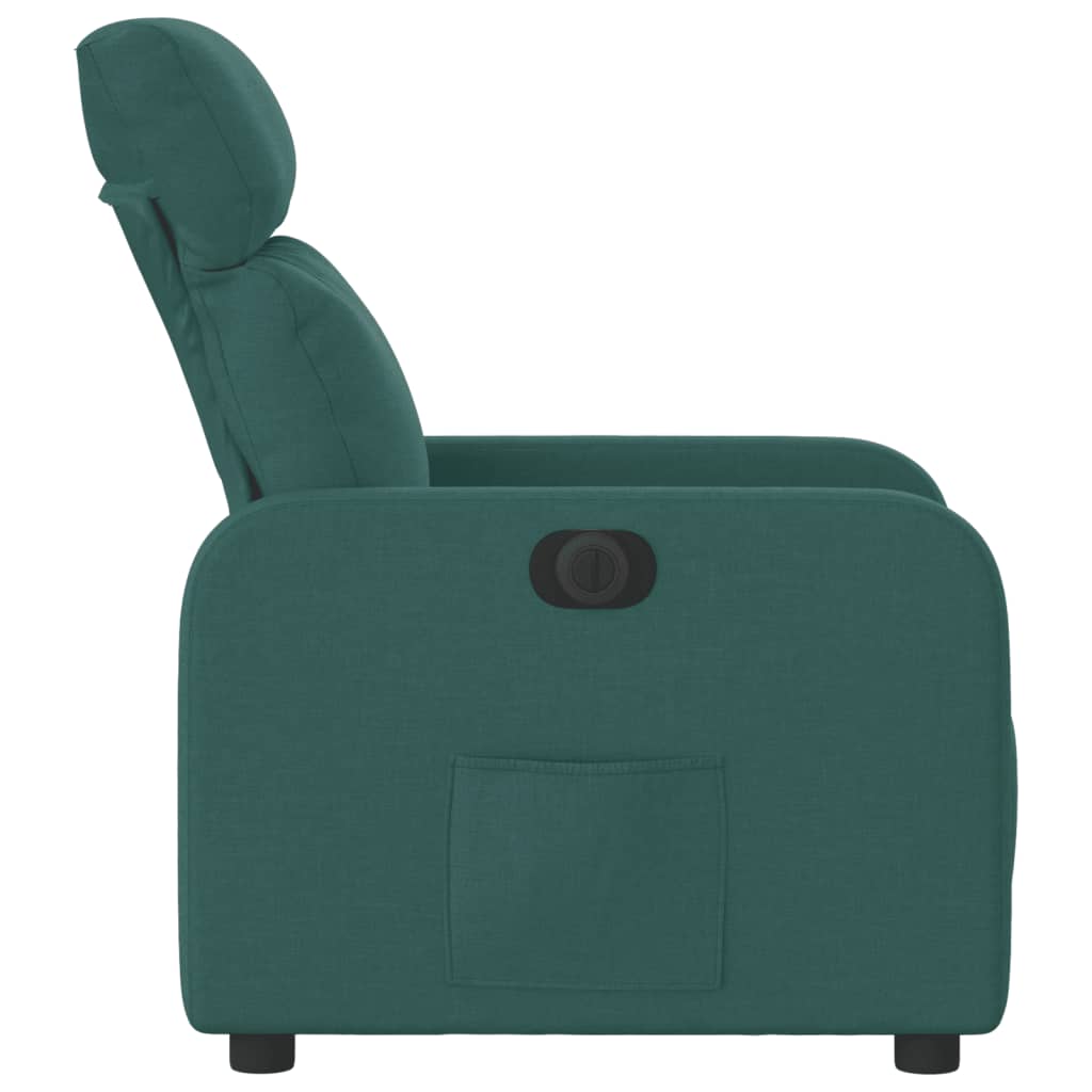 vidaXL Elektrinis atlošiamas krėslas, tamsiai žalios spalvos, audinys
