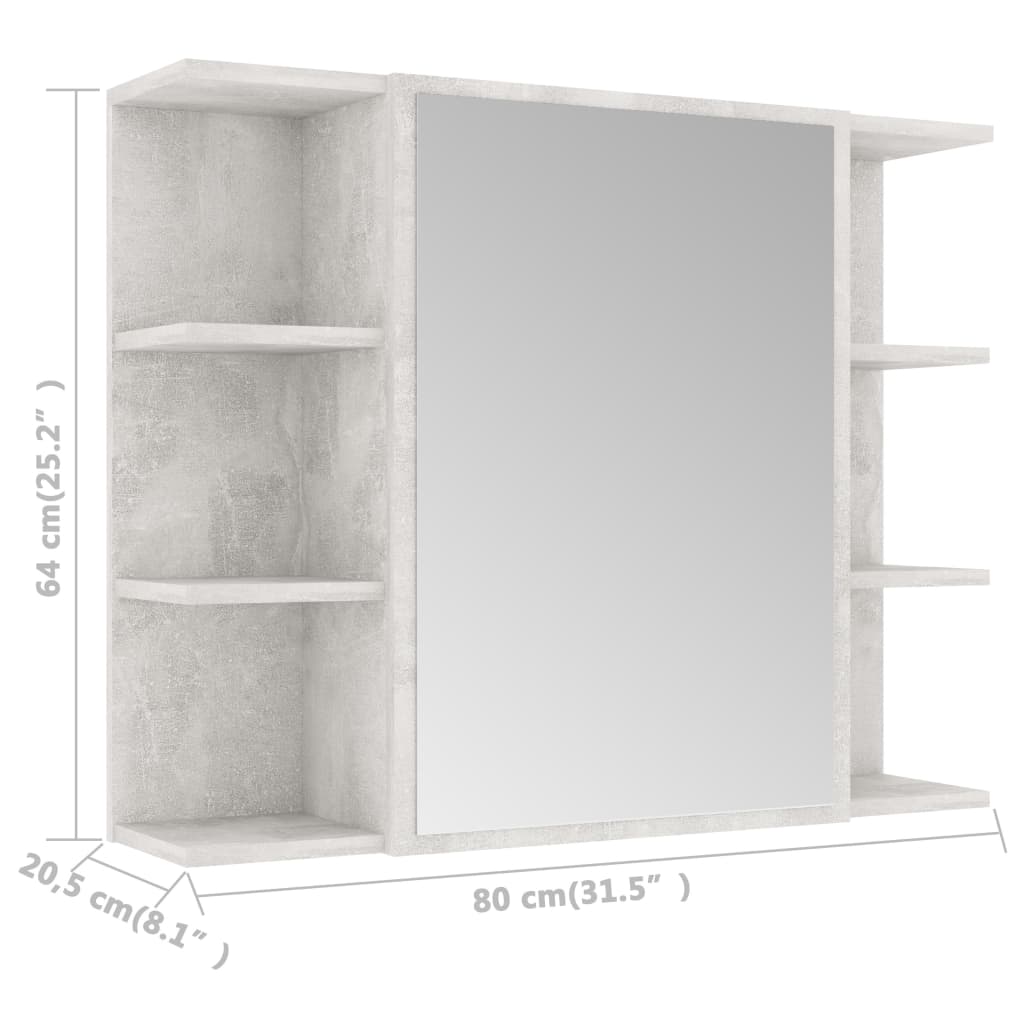 vidaXL Vonios kambario baldų komplektas, 3 dalių, betono pilkas, MDP