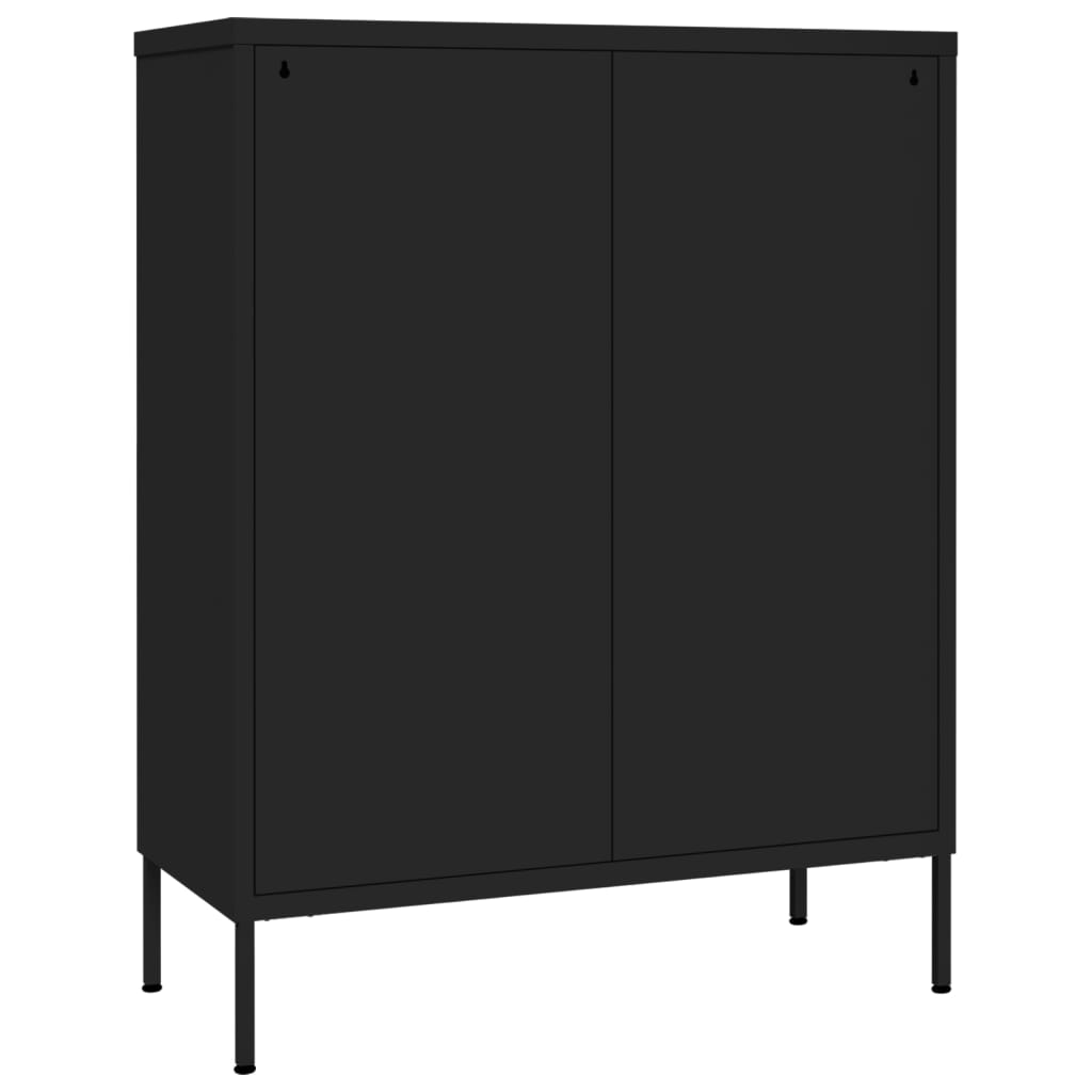 vidaXL Spintelė su stalčiais, juodos spalvos, 80x35x101,5cm, plienas