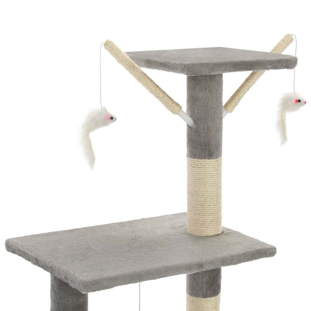 vidaXL Draskyklė katėms su stovais iš sizalio, 138cm, pilka