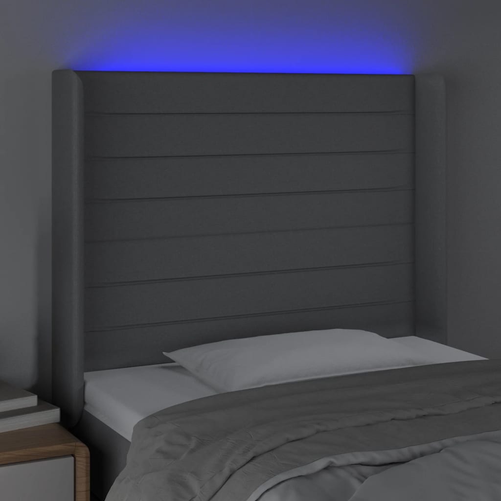 vidaXL Galvūgalis su LED, šviesiai pilkas, 83x16x118/128cm, audinys