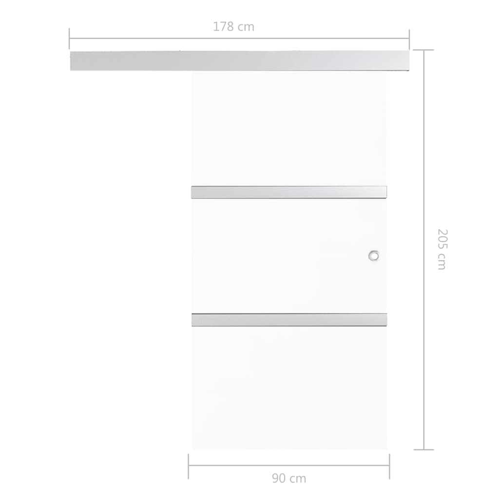vidaXL Stumdomos durys, sidabrinės, 90x205cm, aliuminis ir ESG stiklas