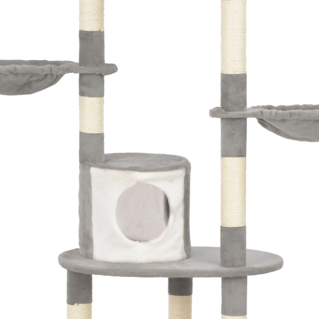vidaXL Draskyklė katėms su stovais iš sizalio, pilkos sp., 180 cm