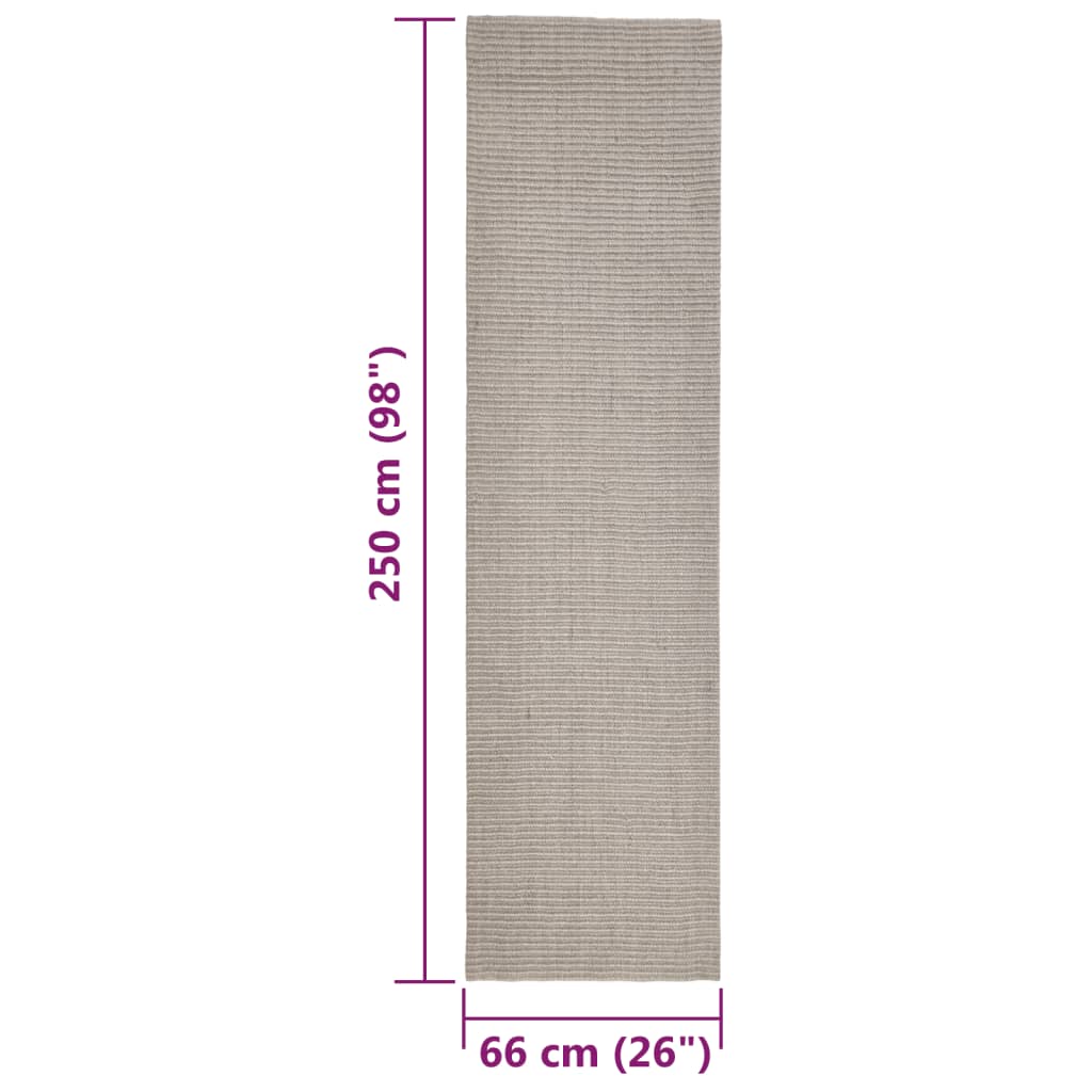 vidaXL Sizalio kilimėlis draskymo stulpui, smėlio spalvos, 66x250cm