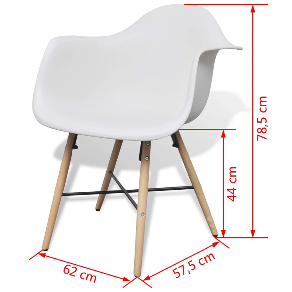 vidaXL Valgomojo kėdės, 6vnt., baltos, plastikas ir bukmedis