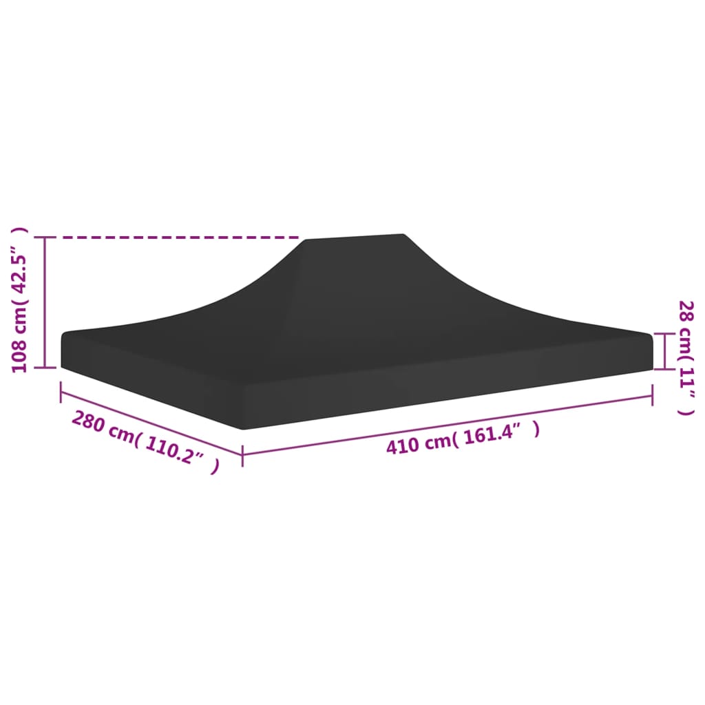 vidaXL Proginės palapinės stogas, juodos spalvos, 4x3m, 270 g/m²