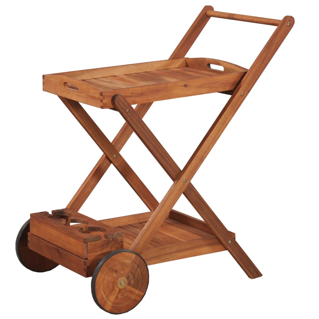 vidaXL Serviravimo vežimėlis, akacijos medienos masyvas
