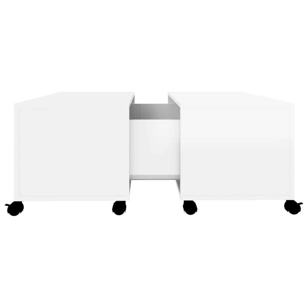vidaXL Kavos staliukas, baltos spalvos, 75x75x38cm, MDP, blizgus