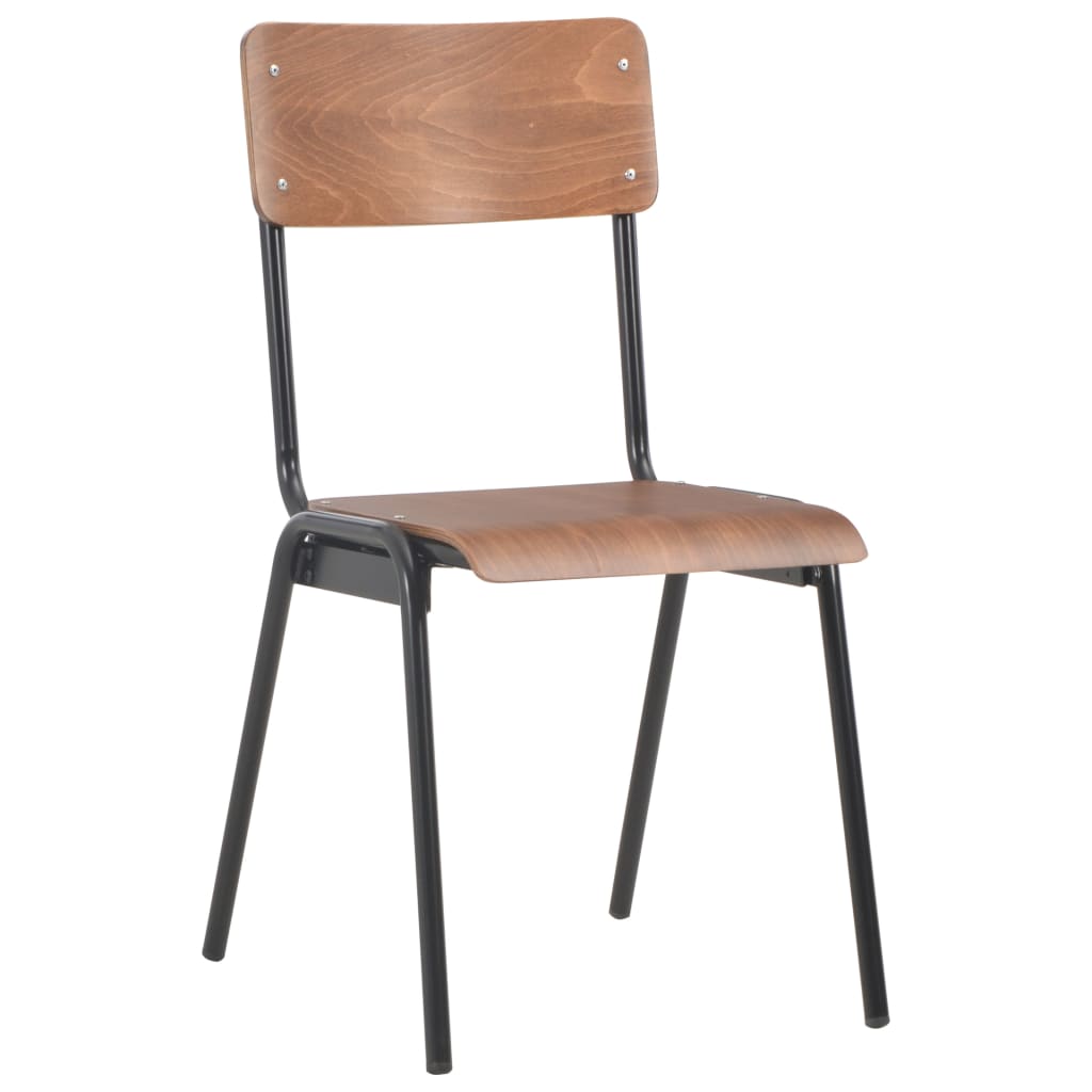 vidaXL Valgomojo kėdės, 4 vnt., rudos sp., faneros masyvas ir plienas