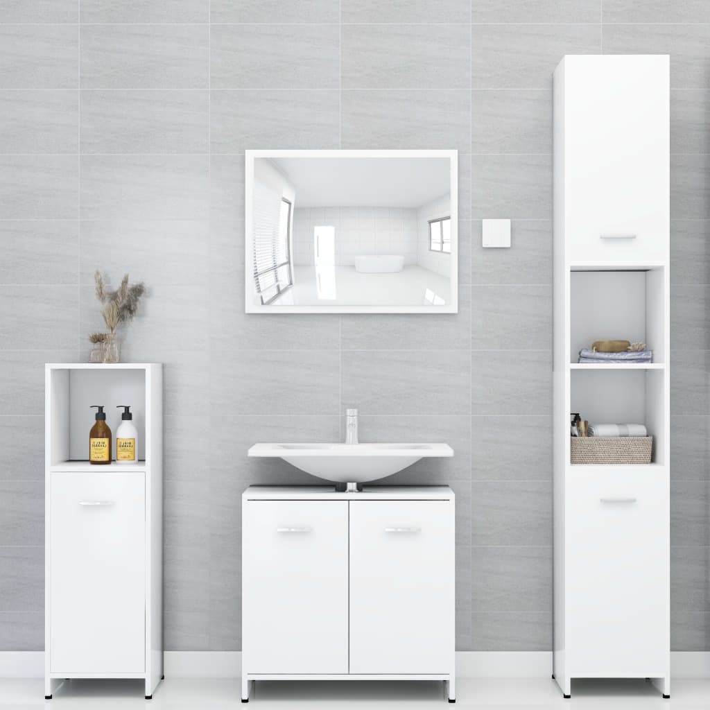 vidaXL Vonios kambario spintelė, baltos spalvos, 30x30x183,5cm, MDP