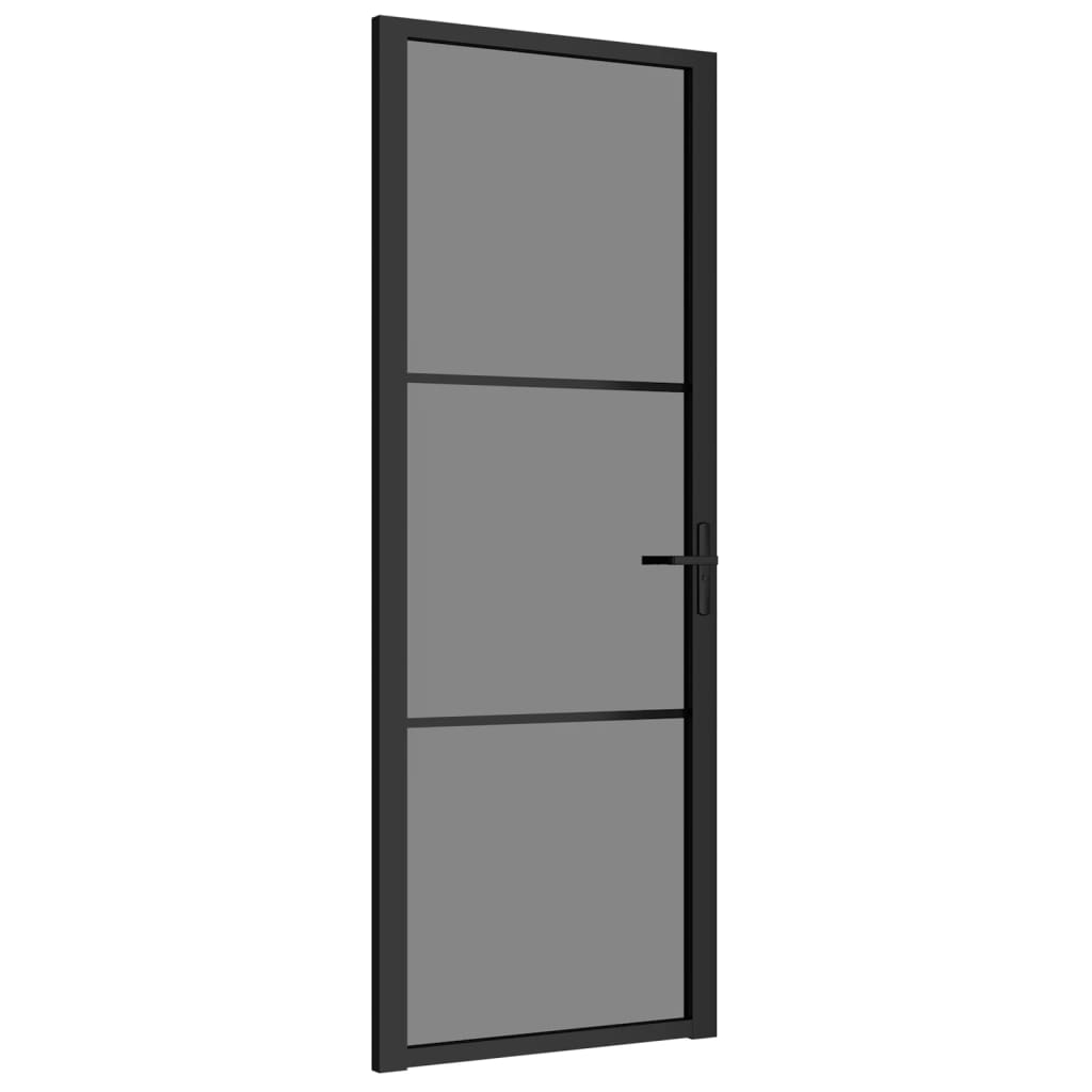 vidaXL Vidaus durys, juodos, 76x201,5cm, ESG stiklas ir aliuminis