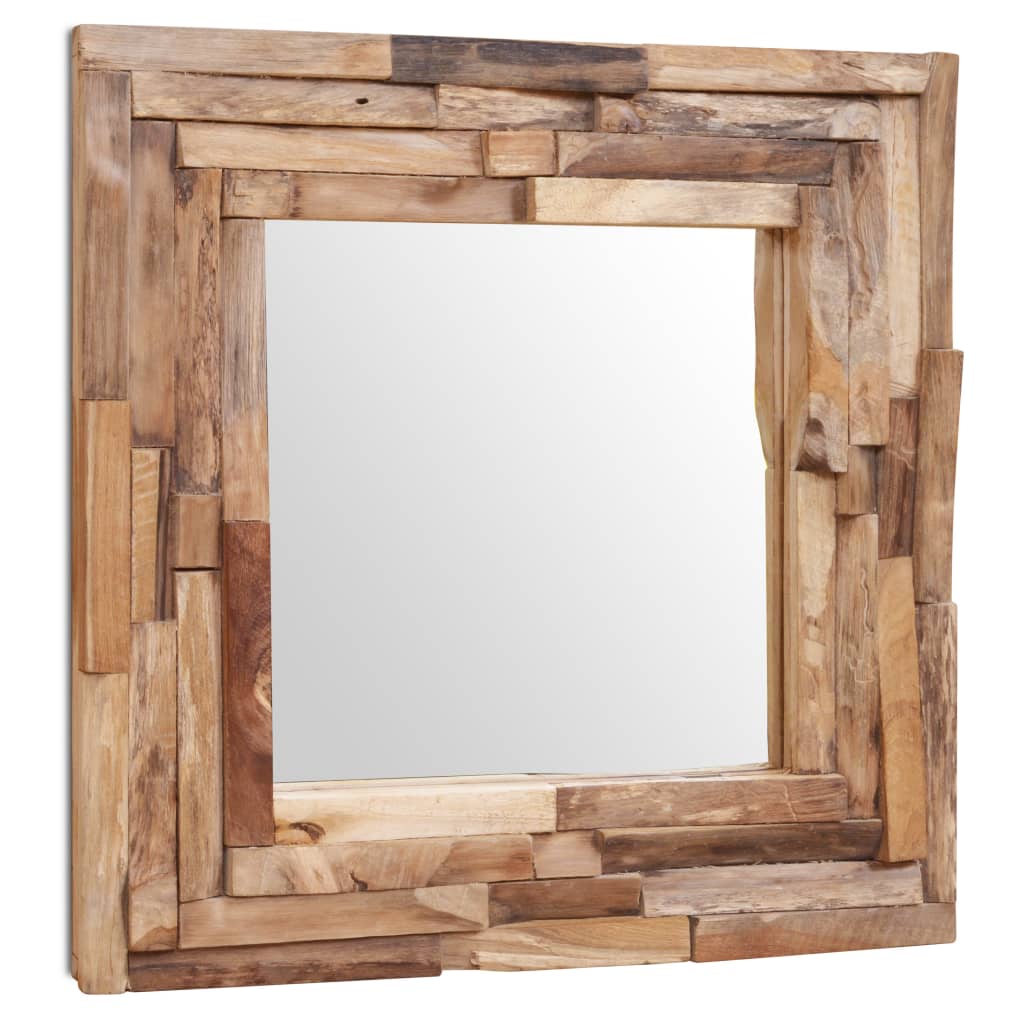 vidaXL Dekoratyvus veidrodis, tikmedis, 60x60cm, kvadrato formos