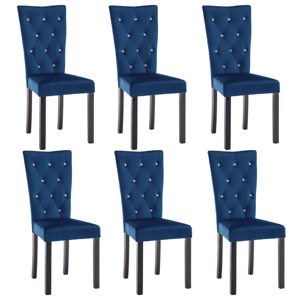 vidaXL Valgomojo kėdės, 6 vnt., tamsiai mėlyna, aksomas