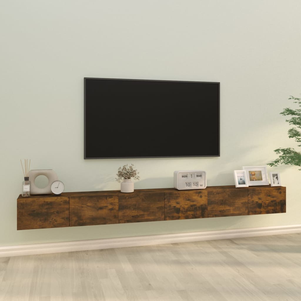 vidaXL TV spintelių komplektas, 3 dalių, dūminio ąžuolo, mediena