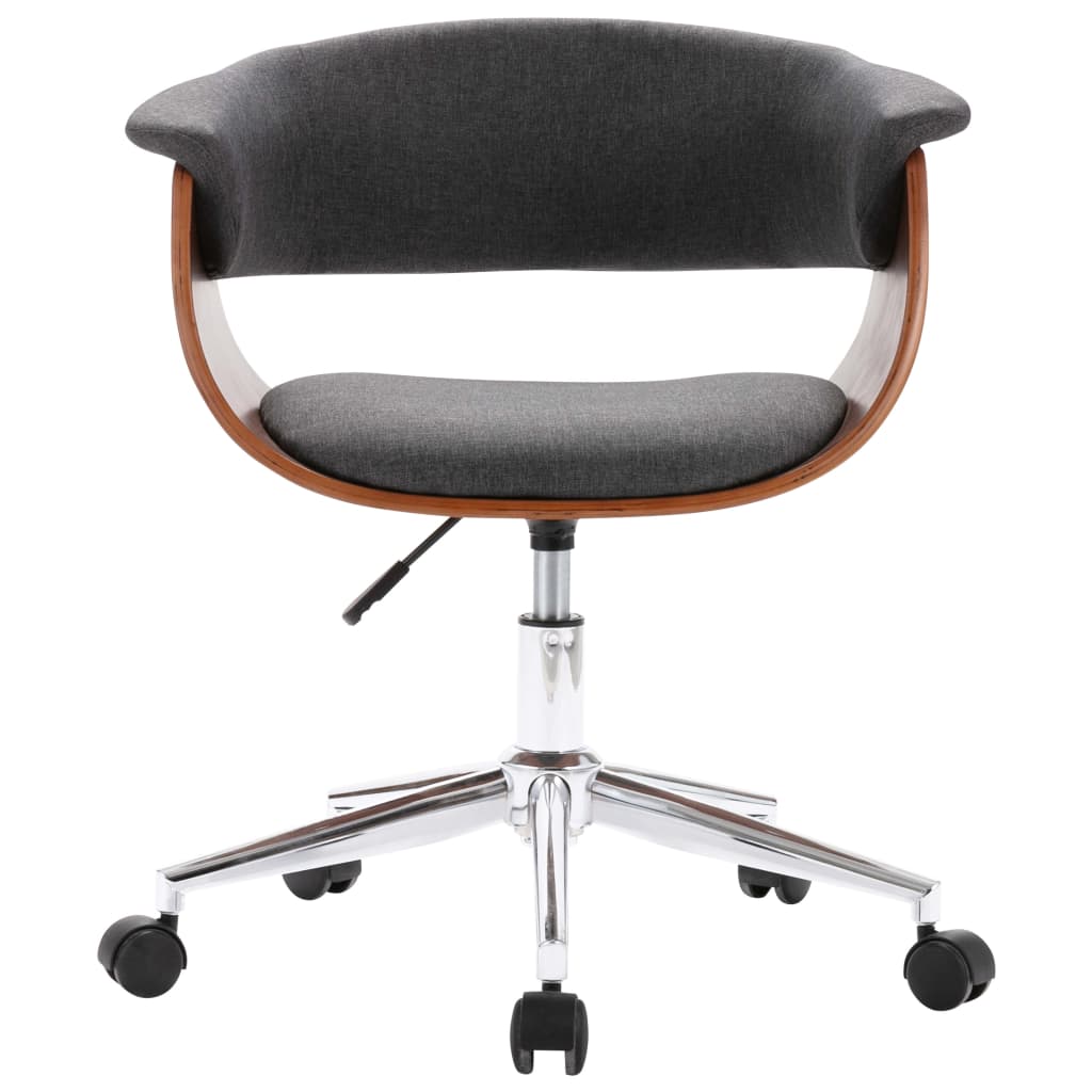 vidaXL Valgomojo kėdės, 2vnt., pilkos spalvos, audinys, pasukamos
