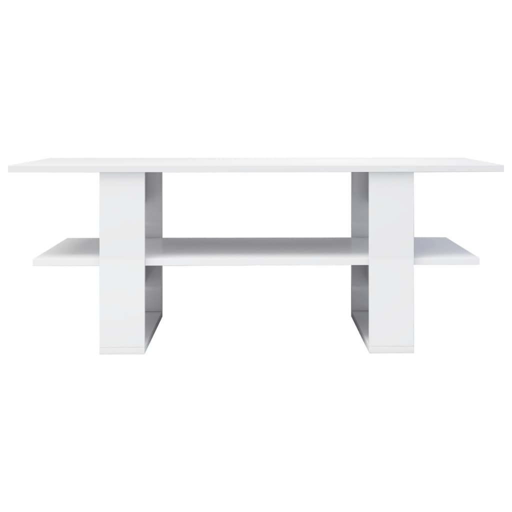 vidaXL Kavos staliukas, baltas, 110x55x42cm, apdirbta mediena, blizgus
