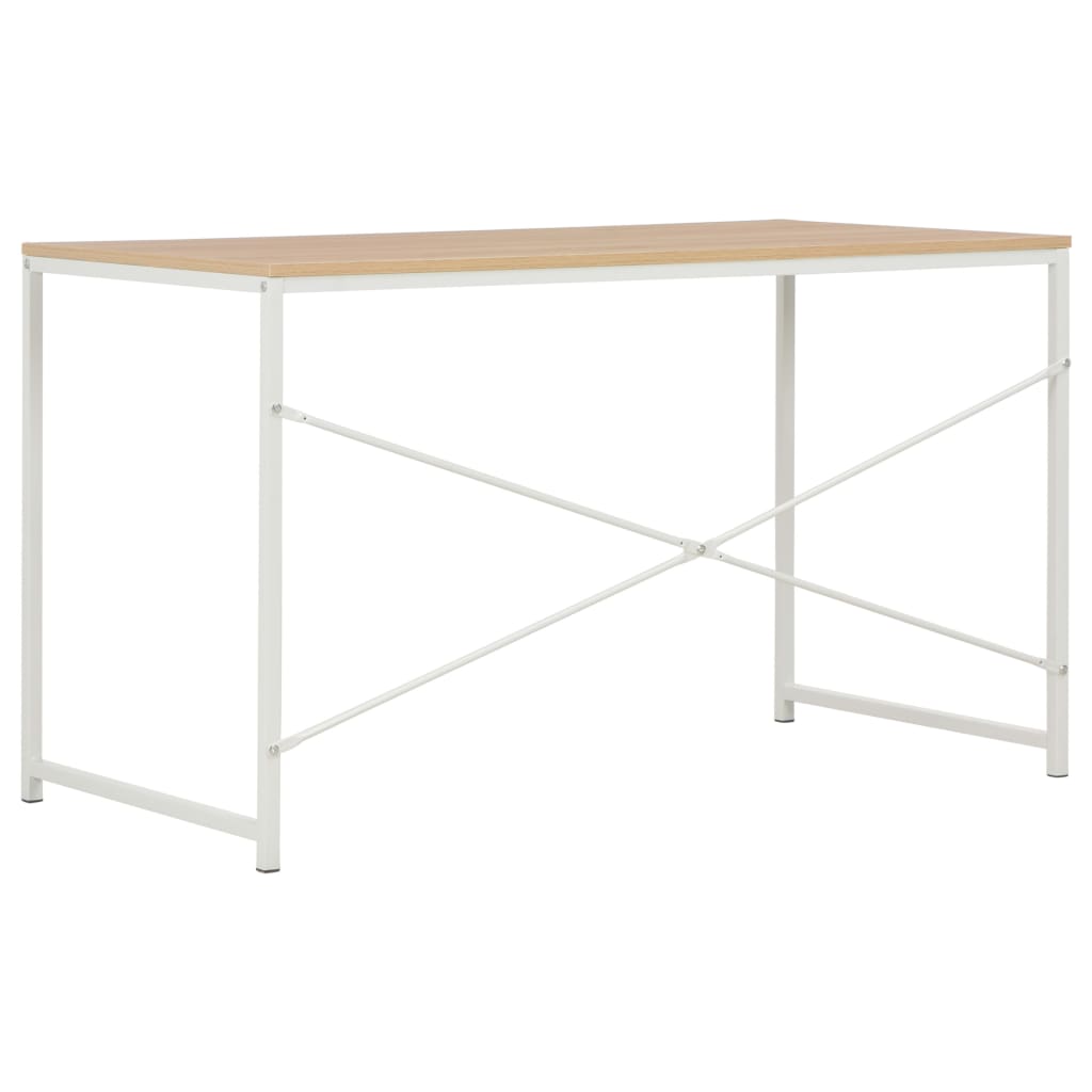 vidaXL Kompiuterio stalas, baltos ir ąžuolo spalvos, 120x60x70cm
