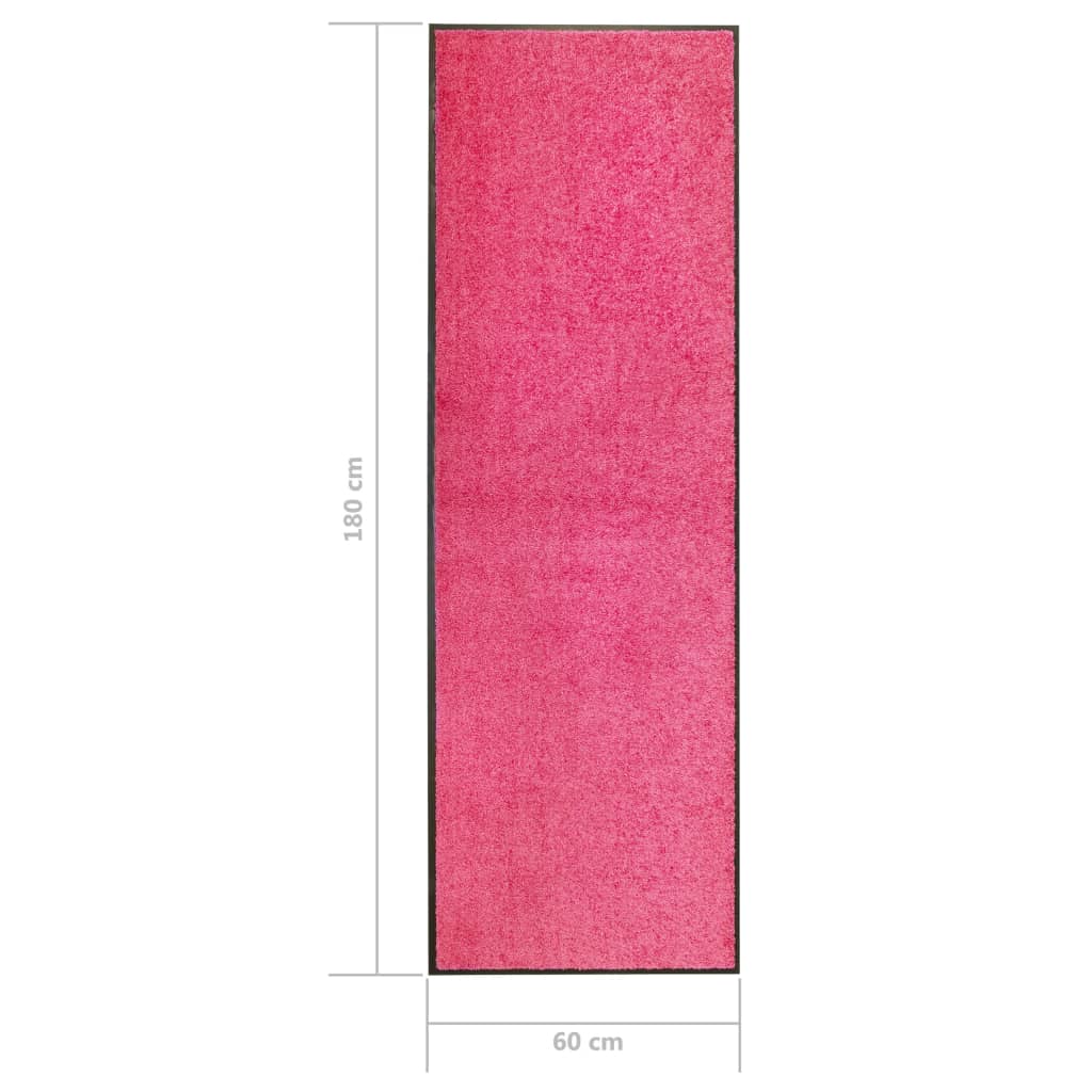 vidaXL Durų kilimėlis, rožinės spalvos, 60x180cm, plaunamas