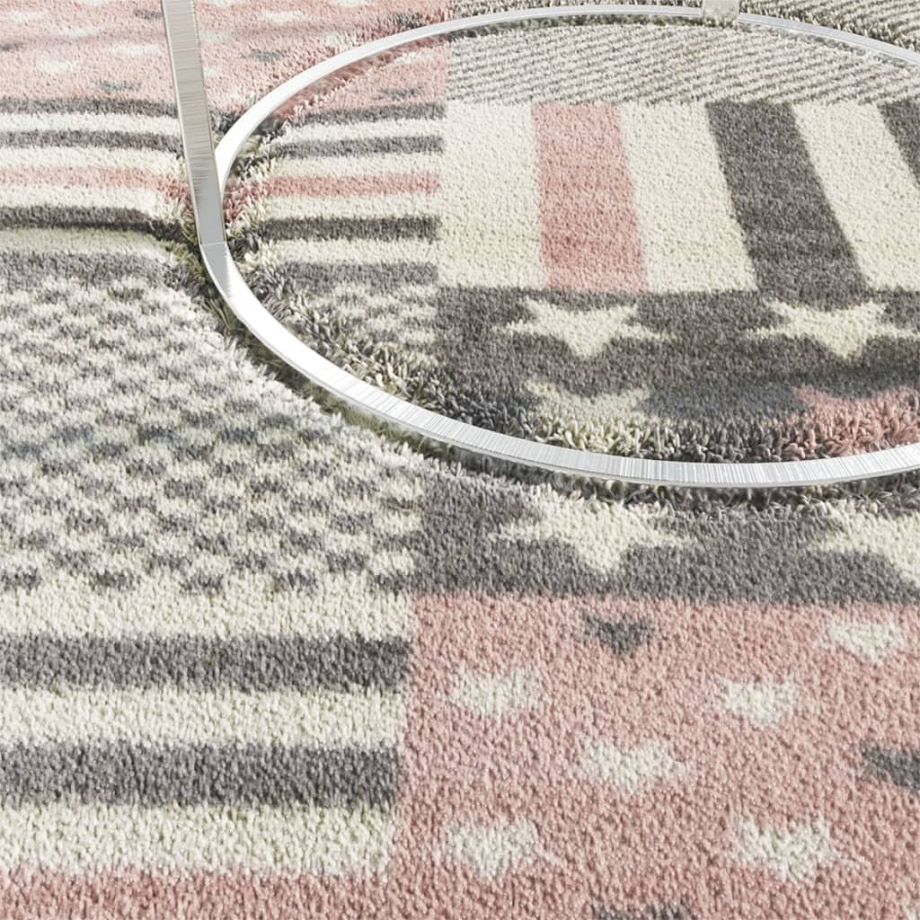 vidaXL Vaikiškas kilimas, rožinės spalvos, 120x170cm, su žvaigždėmis
