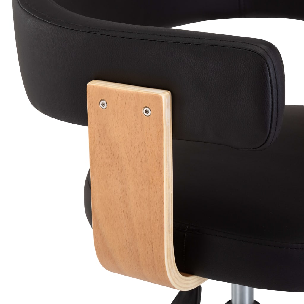 vidaXL Pasukama valgomojo kėdė, juoda, lenkta mediena ir dirbtinė oda