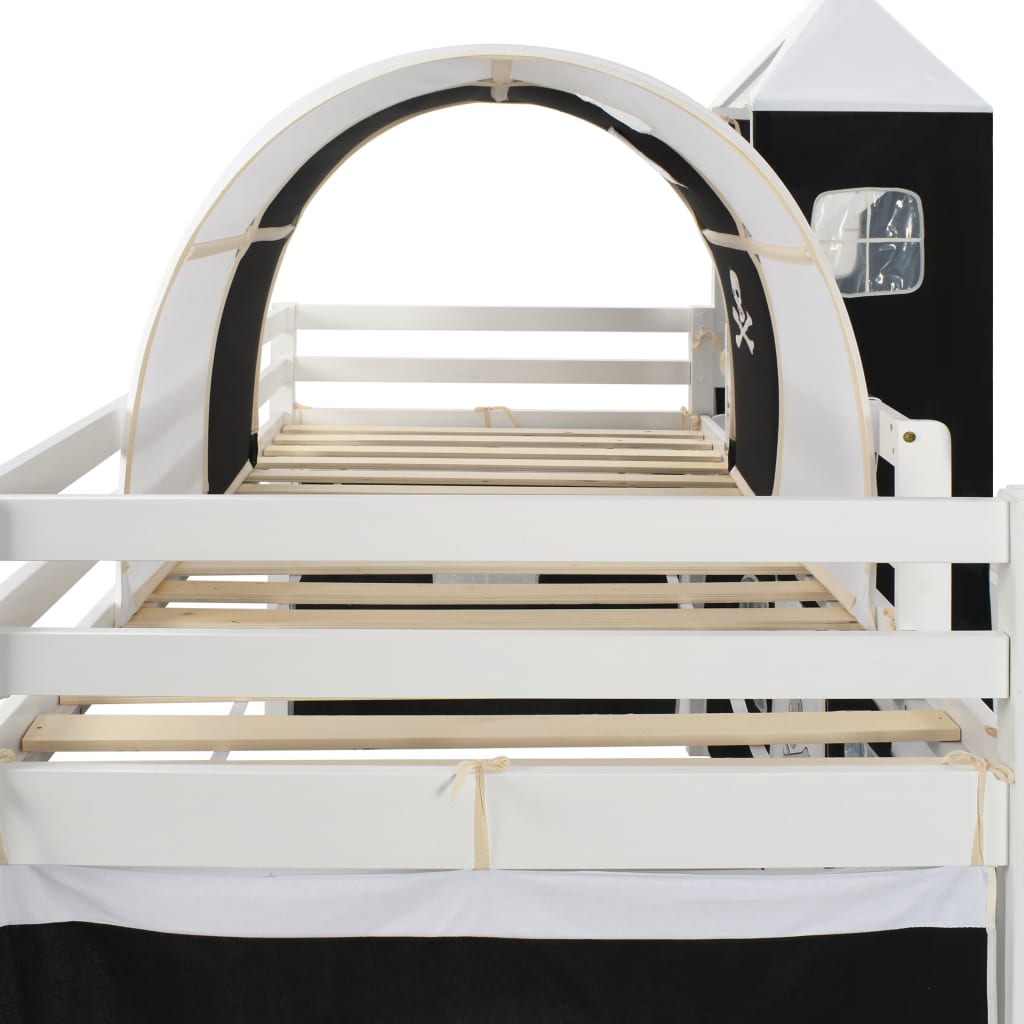 vidaXL Vaikiškos dviaukštės lovos rėmas, su čiuožykla ir kopėčiomis