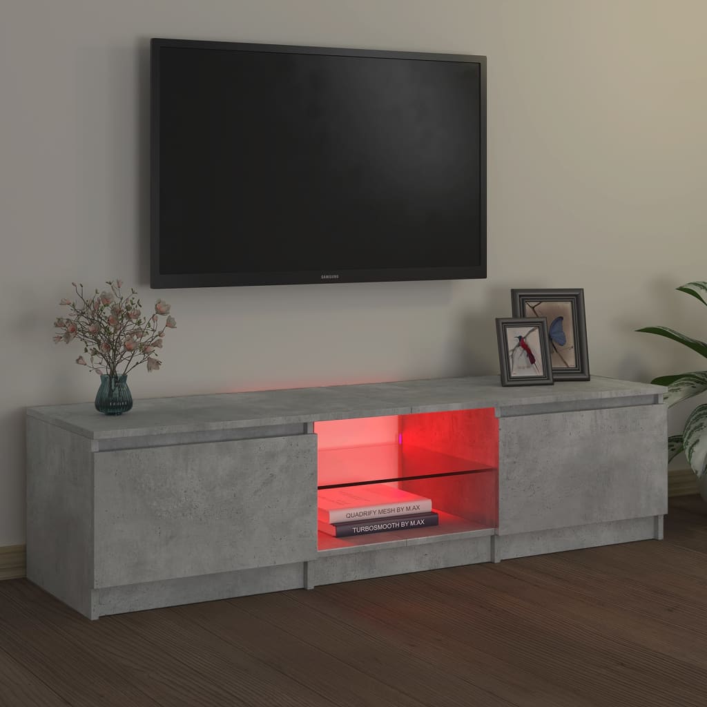 vidaXL Televizoriaus spintelė su LED, betono pilka, 140x40x35,5cm