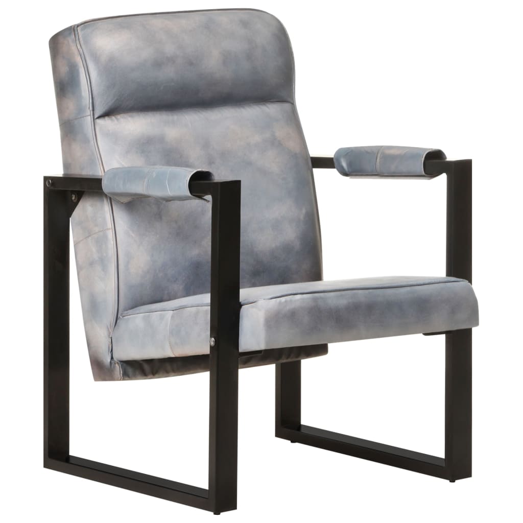 vidaXL sofa-kėdė 60x75x90 cm pilka spalva, tikra ožkos oda