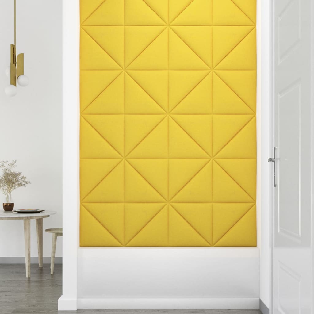 vidaXL Sienų plokštės, 12vnt., šviesiai geltonos, 30x30 cm 0,54m²