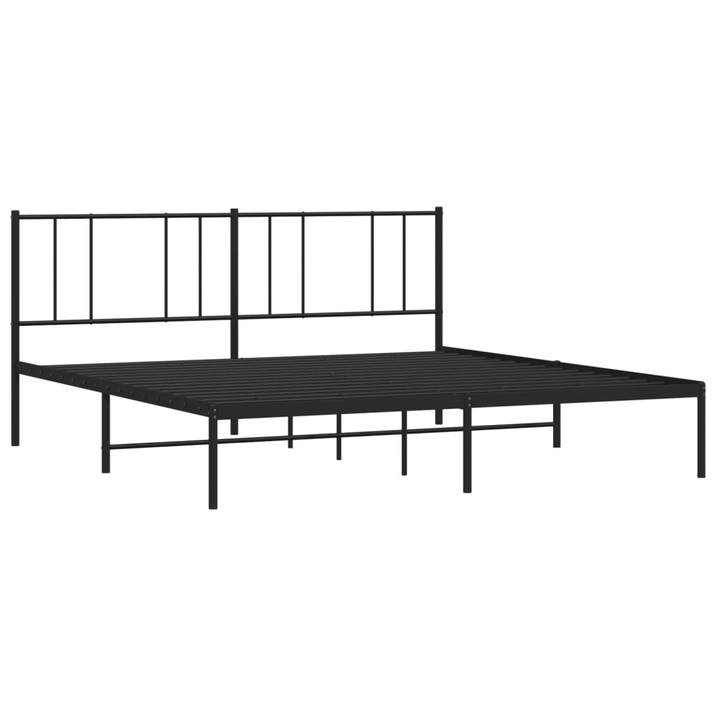 vidaXL Metalinis lovos rėmas su galvūgaliu, juodos spalvos, 200x200cm