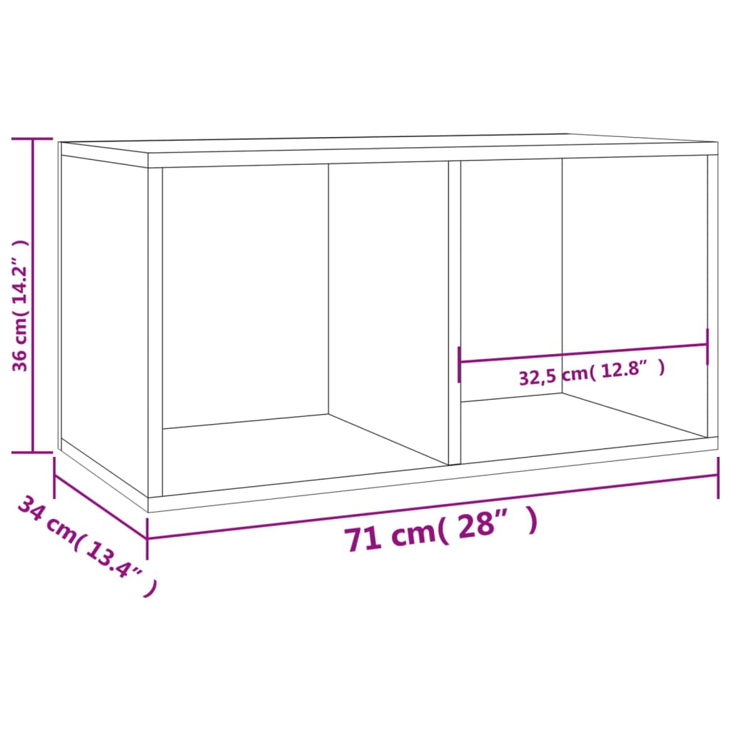 vidaXL Dėžė vinilinėms plokštelėms, ąžuolo, 71x34x36cm, mediena