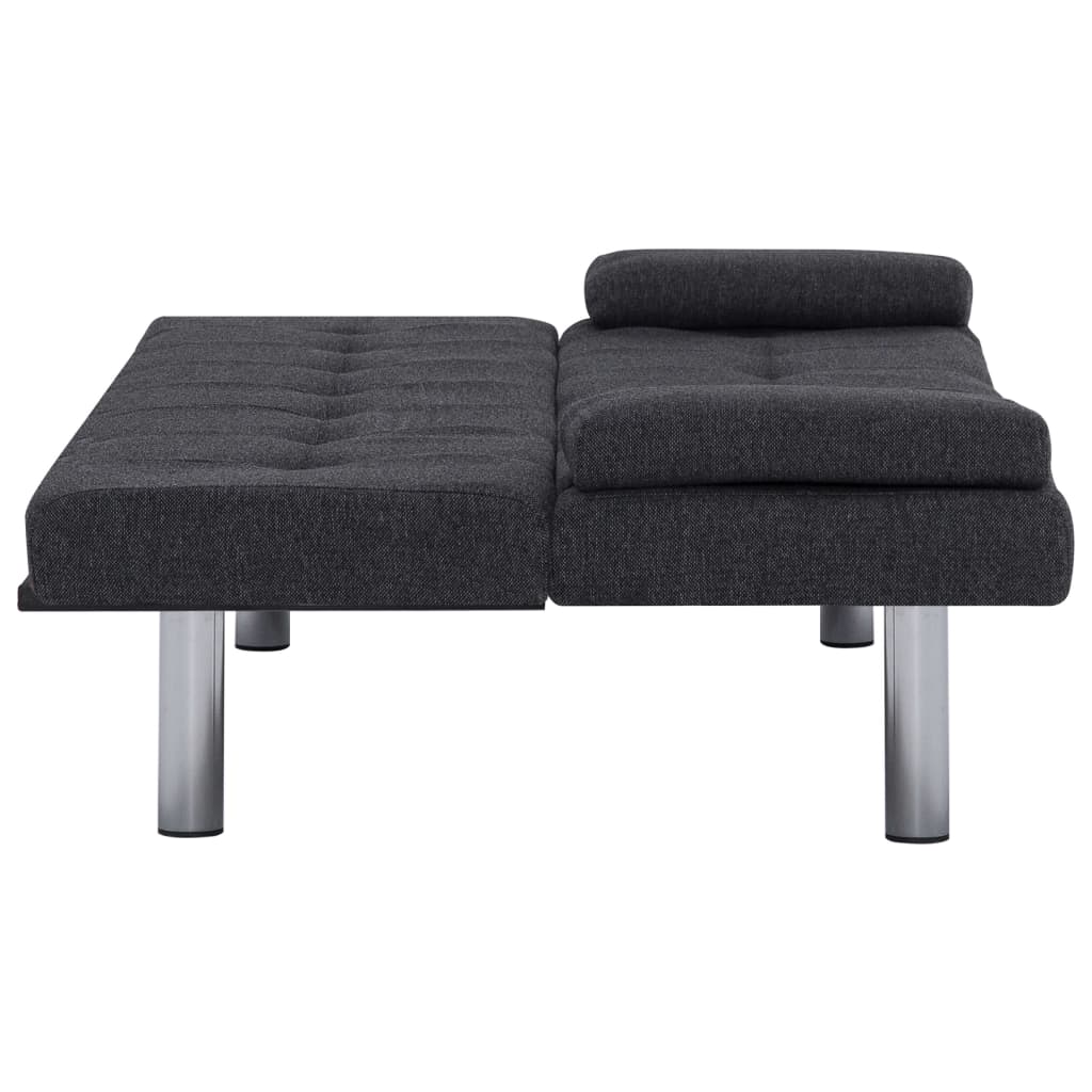 vidaXL Sofa-lova su dviem pagalvėm, tams. pilkos sp., poliesteris