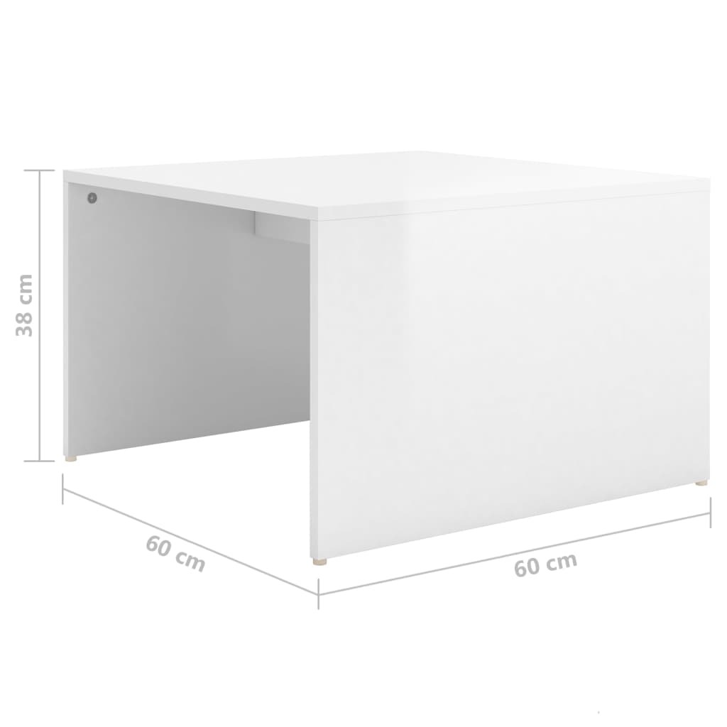 vidaXL Sustumiami kavos staliukai, 3vnt., balti, 60x60x38cm, blizgūs
