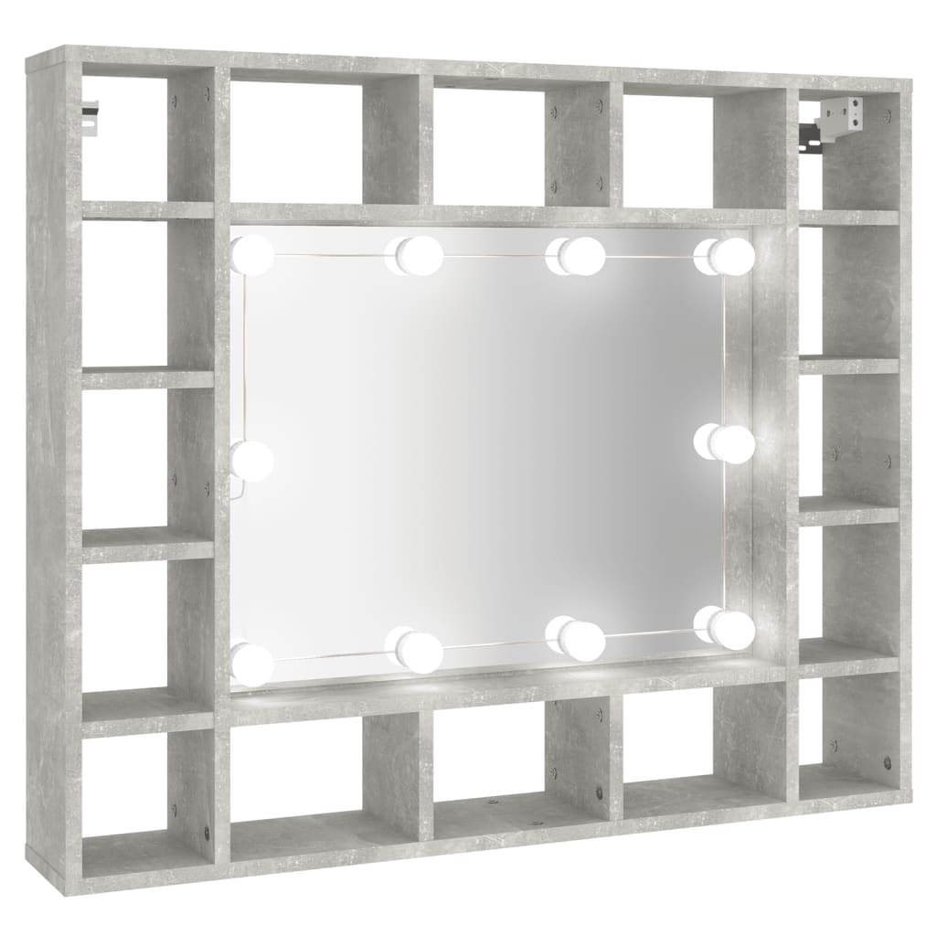 vidaXL Veidrodinė spintelė su LED, betono pilka, 91x15x76,5cm