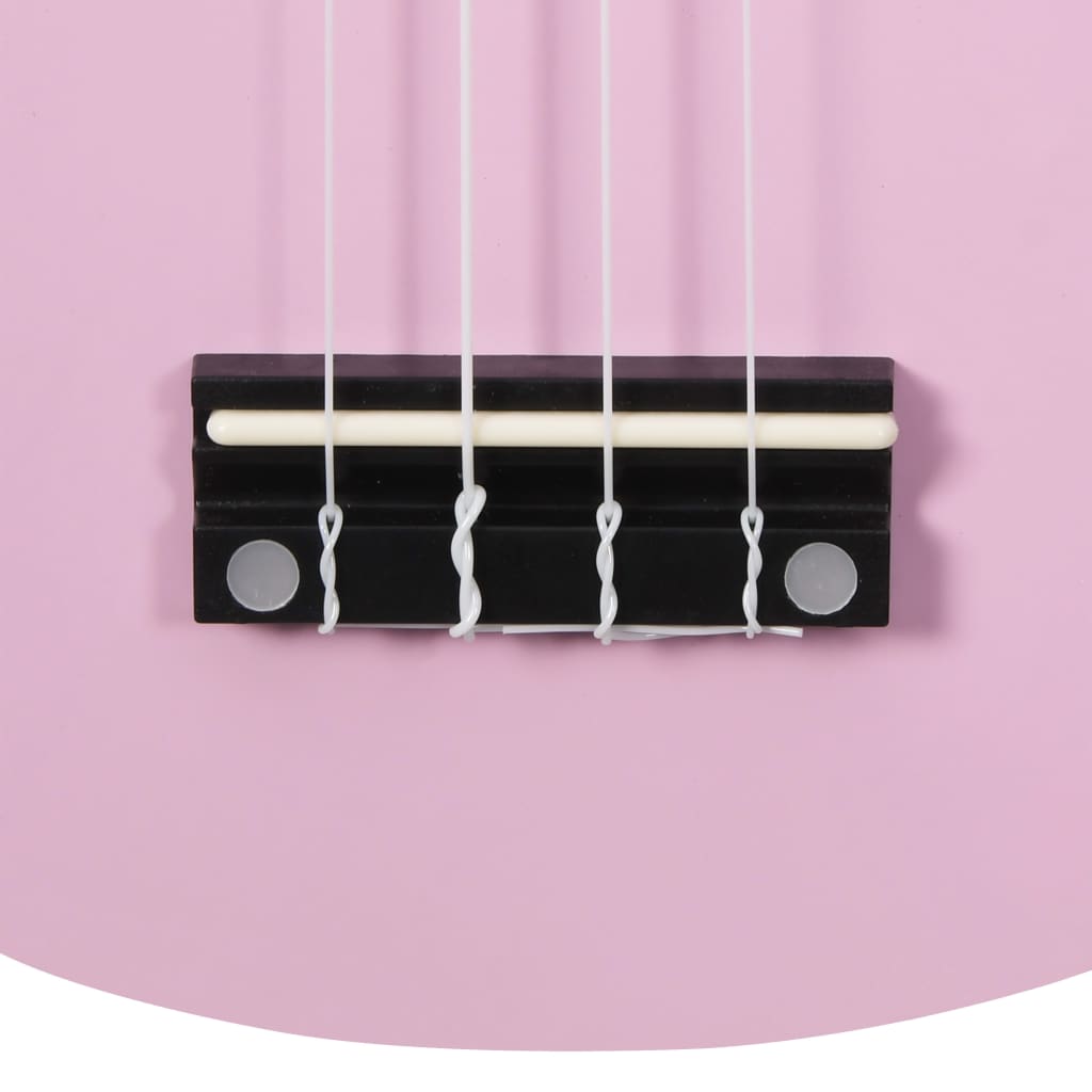 vidaXL Soprano ukulėlės rinkinys su dėklu vaikams, rožinė, 23"
