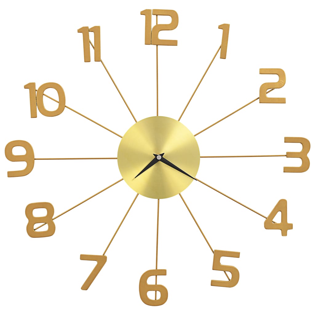 vidaXL Sieninis laikrodis, auksinės spalvos, 50 cm, metalas