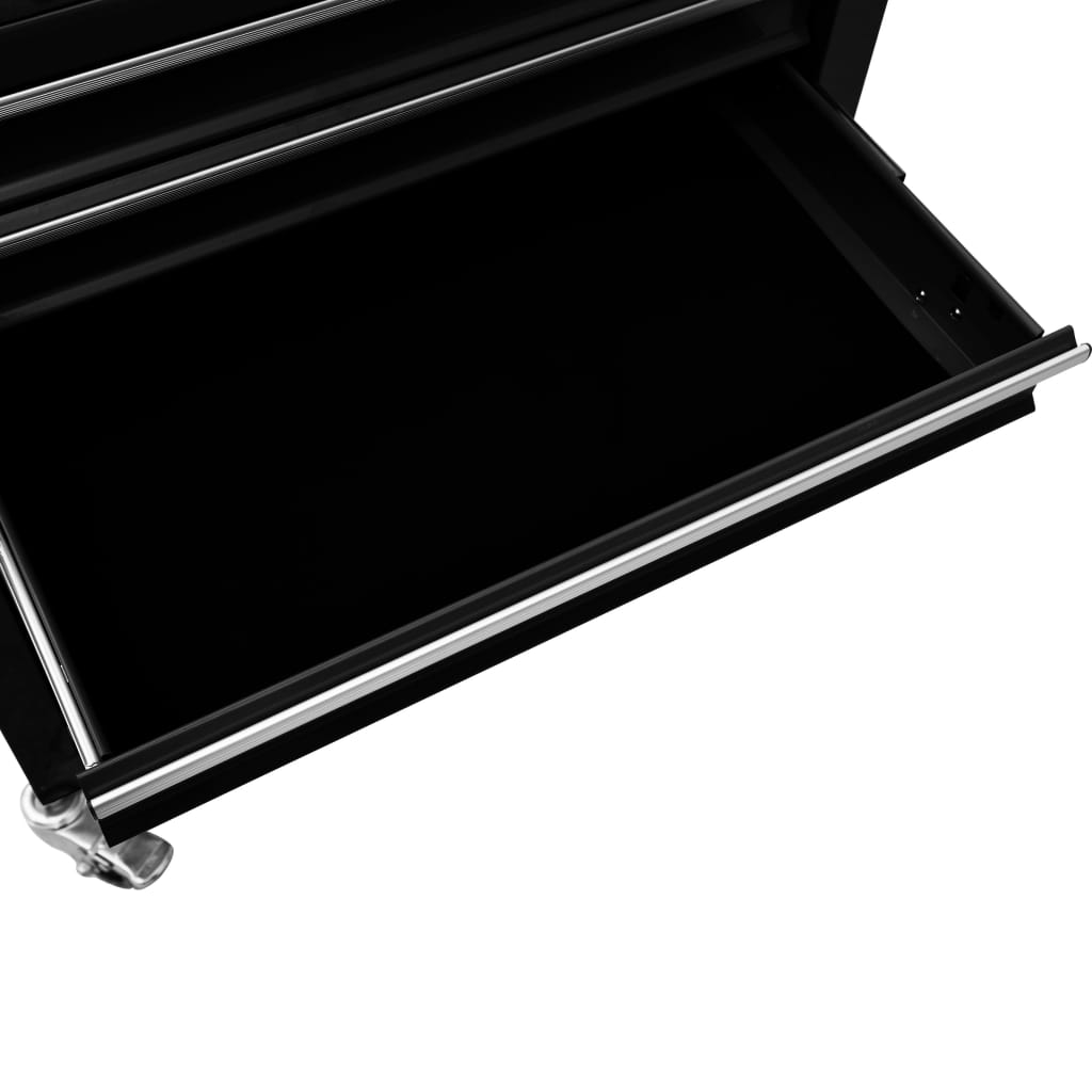vidaXL Įrankių vežimėlis su 4 stalčiais, juodos spalvos, plienas