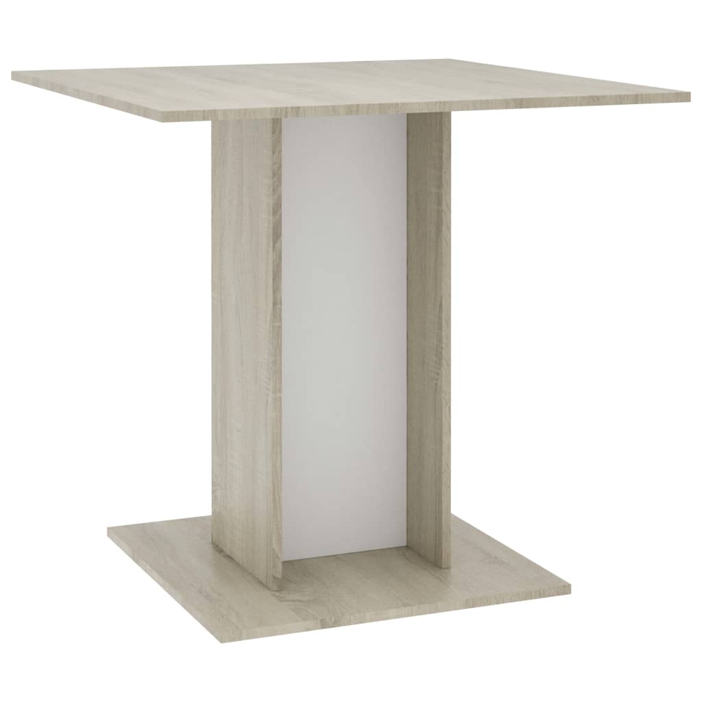vidaXL Valgomojo stalas, balt. ir sonoma ąžuolo sp., 80x80x75cm, MDP
