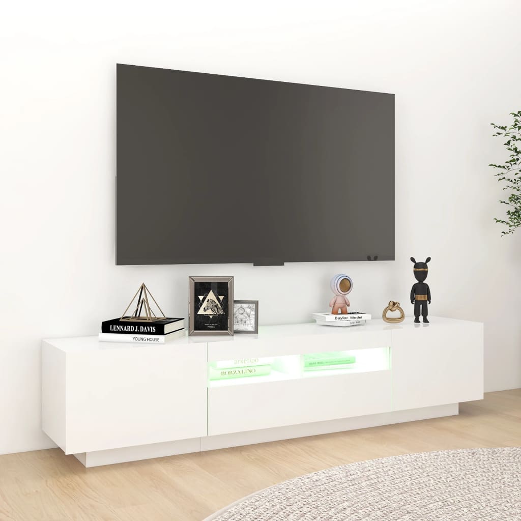 vidaXL Televizoriaus spintelė su LED apšvietimu, balta, 180x35x40cm