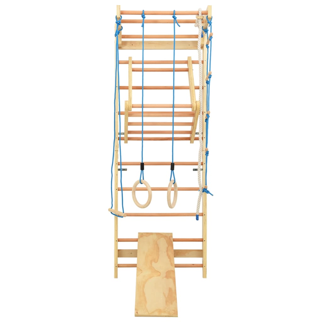 vidaXL Laipiojimo sienelė su kopėčiomis ir žiedais, mediena