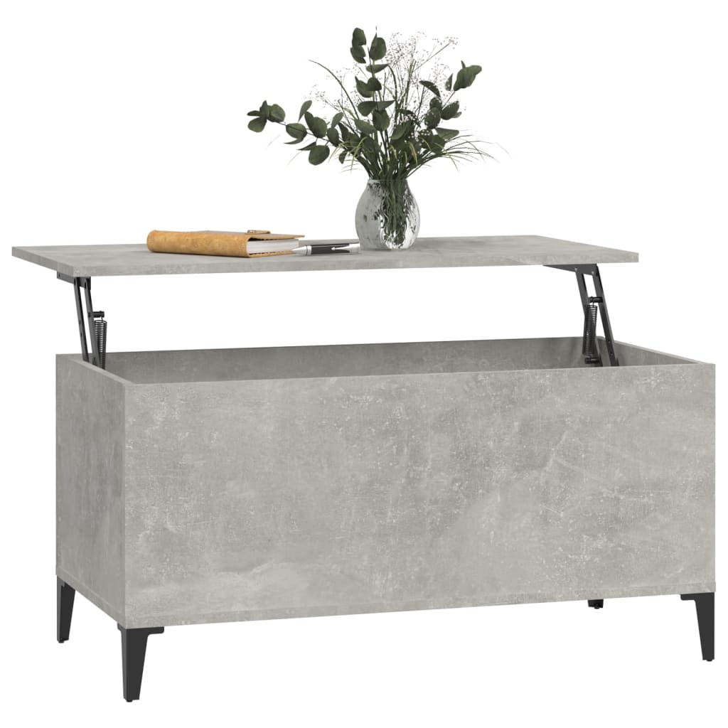 vidaXL Kavos staliukas, betono pilkas, 90x44,5x45cm, apdirbta mediena