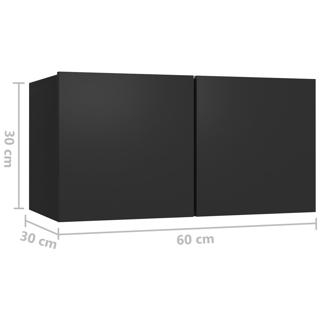 vidaXL Pakabinamos televizoriaus spintelės, 3vnt., juodos, 60x30x30cm