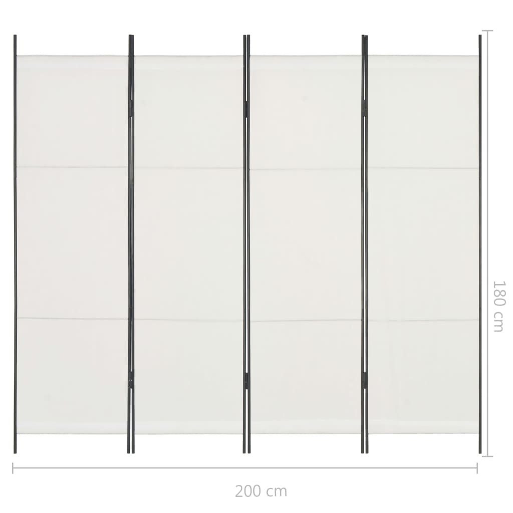 vidaXL Kambario pertvara, 4 d., baltos sp., 200x180 cm