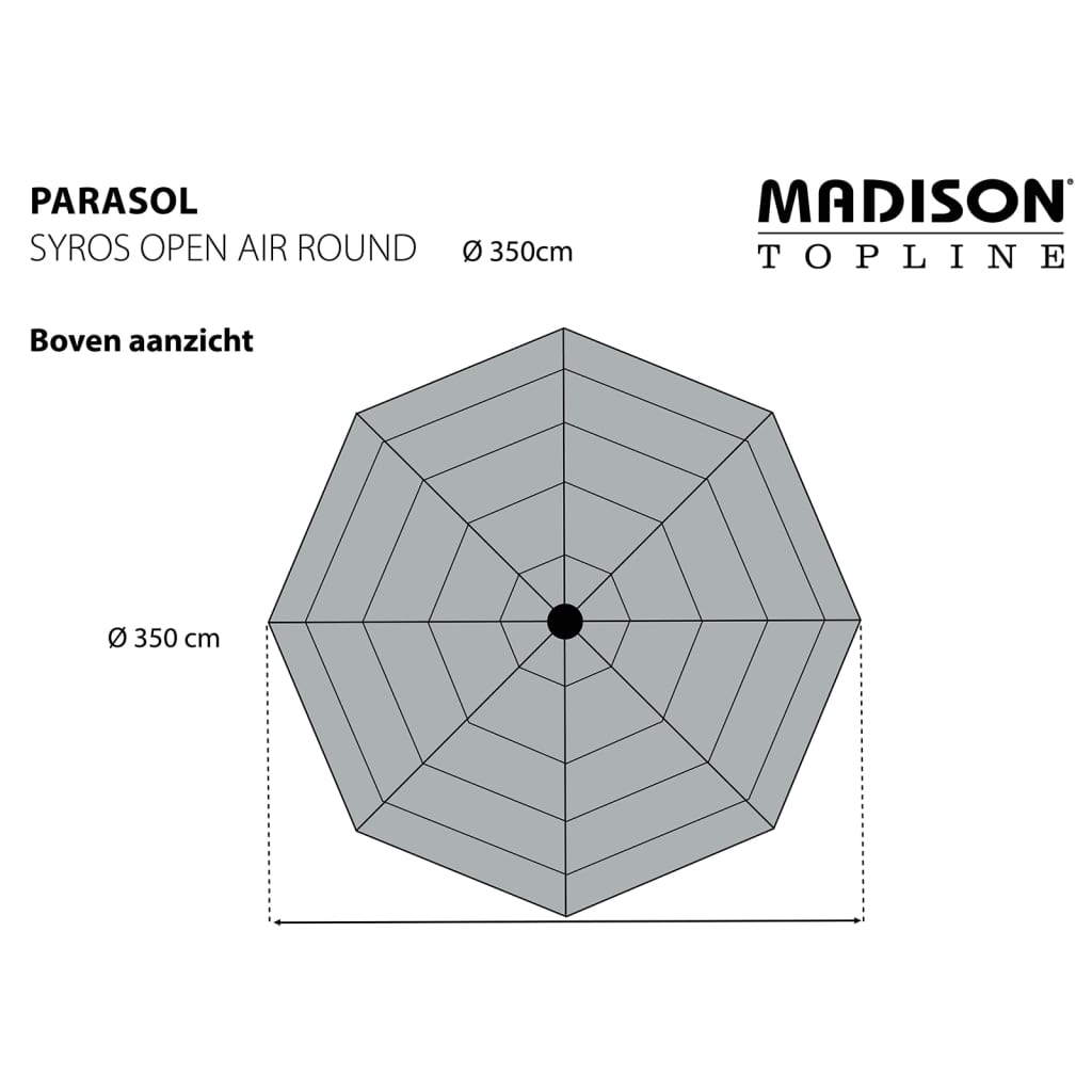 Madison Skėtis nuo saulės Syros, krem., apval., atvir. konstr., 350cm