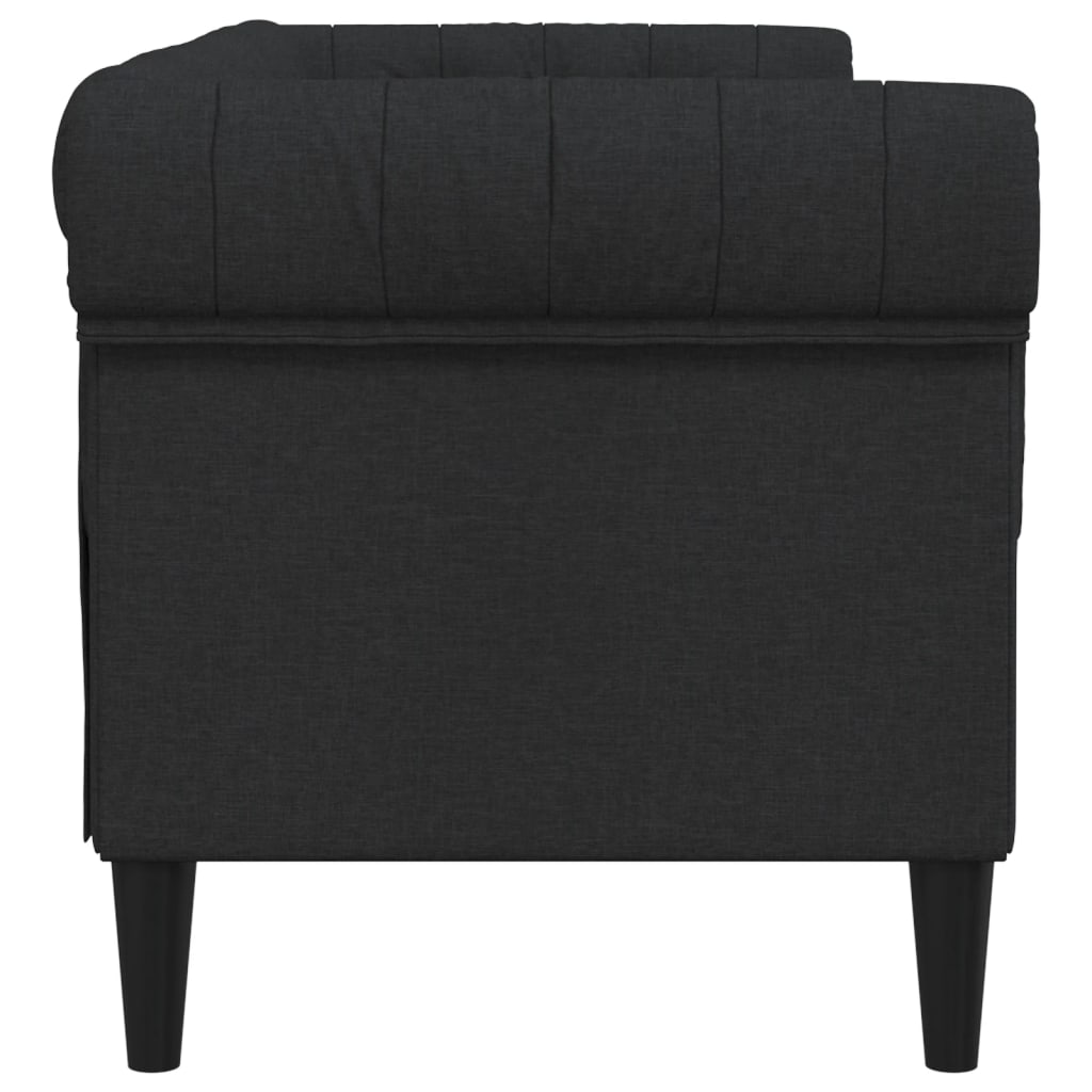 vidaXL Dvivietė chesterfield sofa, juodos spalvos, audinys