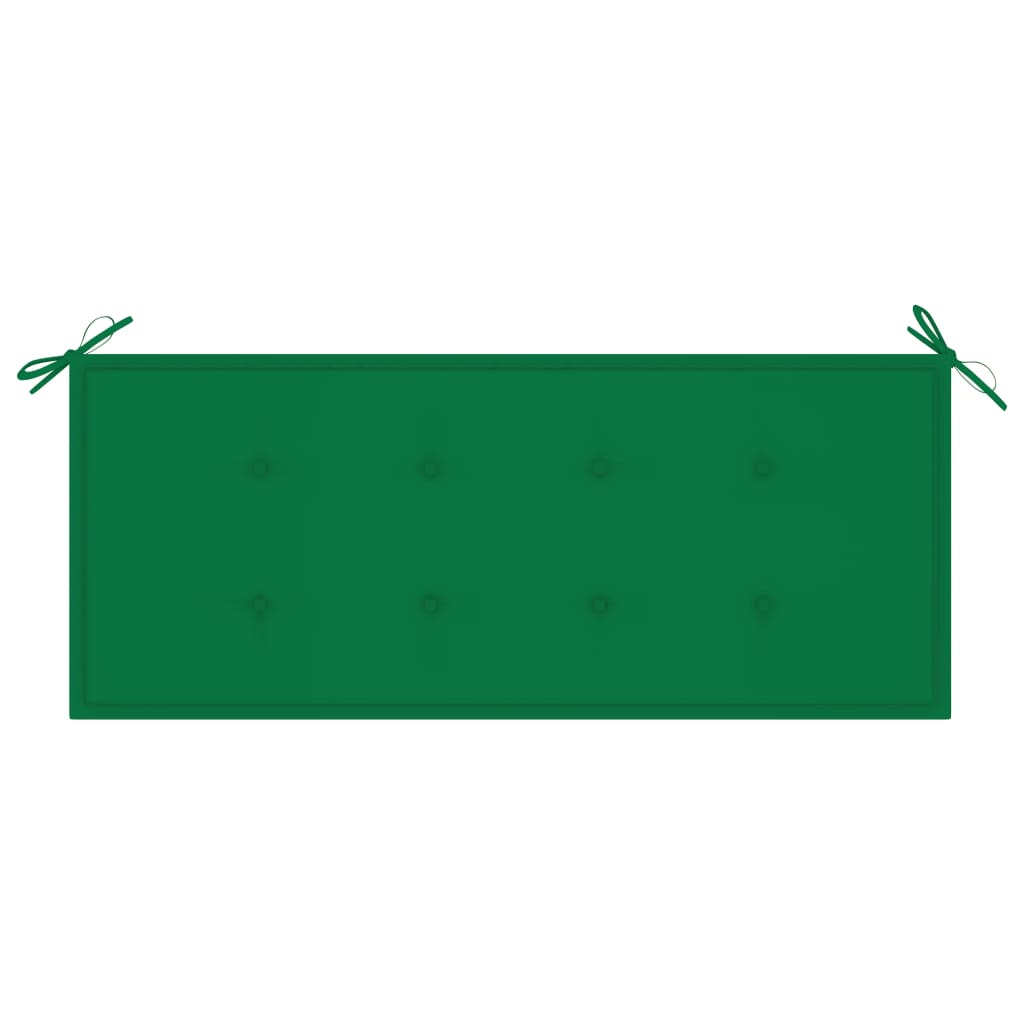 vidaXL Batavia suoliukas su žalia pagalve, 120cm, tikmedžio masyvas